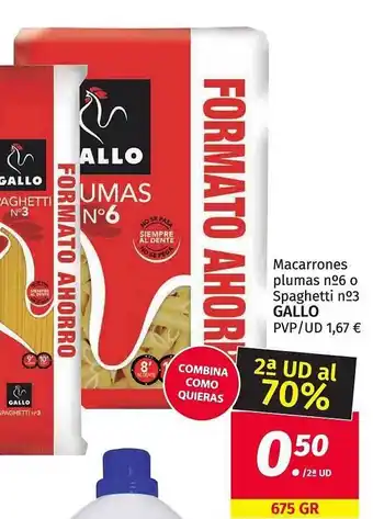 Maskom Supermercados Macarrones Plumas N°6 O Spaghetti N°3 Gallo oferta