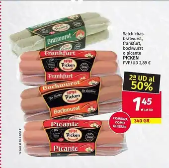 Maskom Supermercados 2a Ud Al 50% Salchichas Bratwurst Frankfurt Bockwurst O Picante Picken oferta