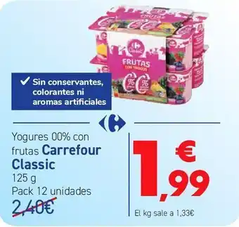 Carrefour Yogures 00% con frutas carrefour classic oferta