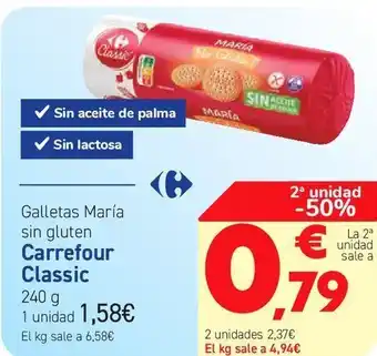 Carrefour Galletas maría sin gluten carrefour classic oferta