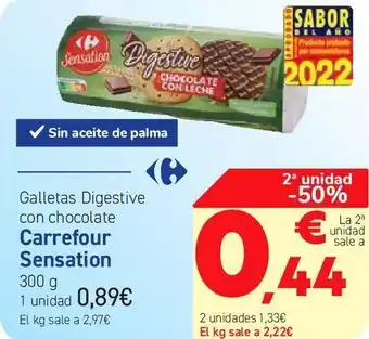 Carrefour Galletas digestive con chocolate carrefour sensation oferta