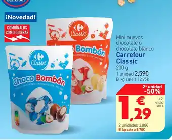 Carrefour Mini huevo chocolate o chocolate blanco carrefour classic oferta