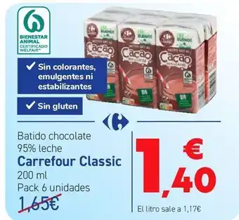 Carrefour Batido chocolate 95% leche carrefour classic oferta