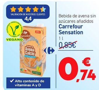 Carrefour Bebida de avena sin azúcares añadidos carrefour sensation oferta