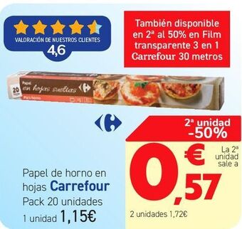 Carrefour Papel de horno en hojas carrefour oferta