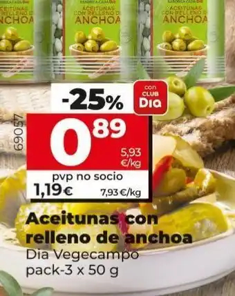 Maxi Dia Aceitunas con relleno de anchoa dia vegecampo pack-3 x 50g oferta