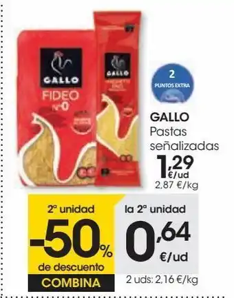 Eroski Pastas señalizadas gallo oferta