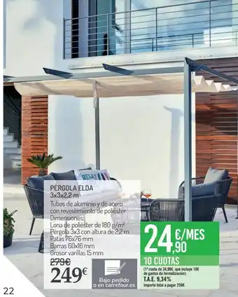 Carrefour Pérgola elda 3x3x2,2m oferta
