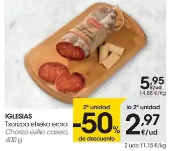 Eroski Chorizo estilo casero iglesias oferta