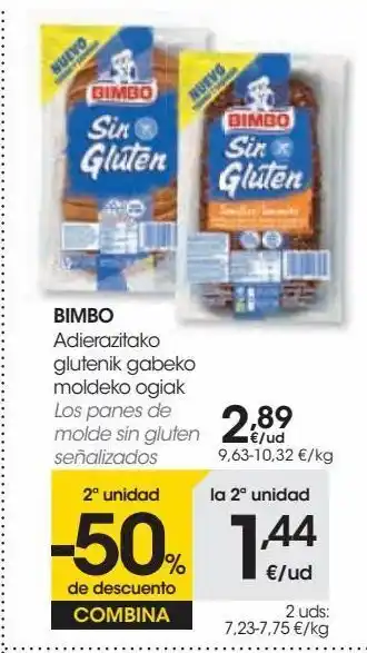 Eroski Los panes de molde sin gluten bimbo oferta