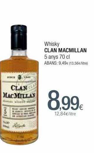 Condis Whisky Clan Macmillan 5 Anys oferta