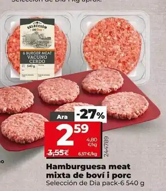 Dia Supermercados Hamburguesa Meat Mixta De Boví I Porc Selección De Dia oferta