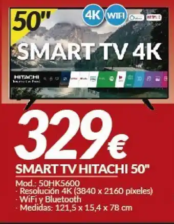 Embargos a lo bestia 329 Smart TV Hitachi 50" oferta