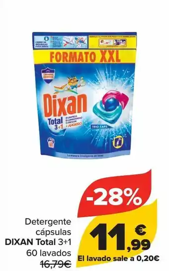 Carrefour Detergente cápsulas dixan total 3+1 60 lavados oferta