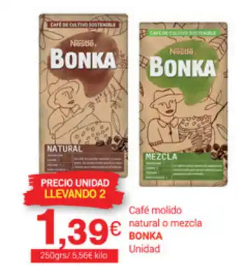 Supermercados Plaza Bonka Café molido natural o mezcla 250grs oferta