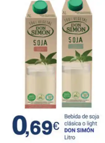 Supermercados Plaza Don Simón Bebida de soja clásica o light oferta