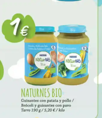 Supermercados Plaza Naturnes Bio Guisantes con patata y pollo/Brócoli y guisantes con pavo 190g oferta