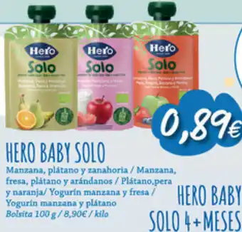 Supermercados Plaza Hero Baby Solo Manzana, plátano y zanohoria/Manzana, fresa oferta