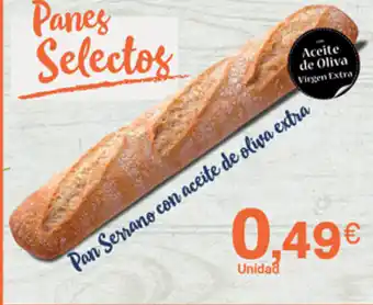 Supermercados Plaza Pan Serrano con aceite de oliva extra oferta
