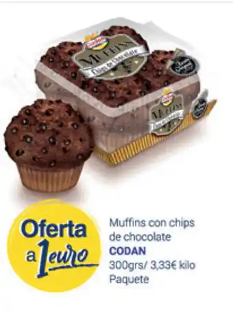 Supermercados Plaza Codan Muffins con chips de chocolate 300grs oferta