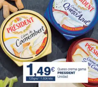 Supermercados Plaza President Queso crema gama 125grs oferta