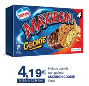 Supermercados Plaza Maxibon Cookie Helado vainilla con galleta 4x 150ml oferta