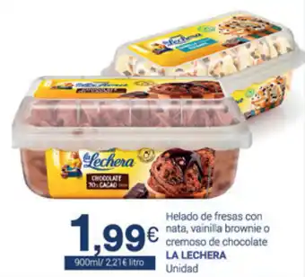 La Lechera Helado de fresas con nata, vainilla browie o cremoso de chocolate 900ml