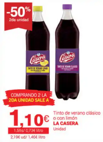 Supermercados Plaza La Casera Tinto de verano clasico o con limón 1,5L oferta