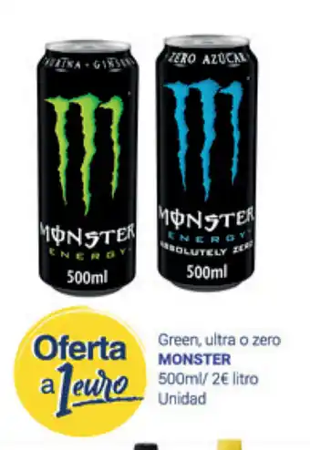 Supermercados Plaza Monster Green, ultra o zero 500ml oferta
