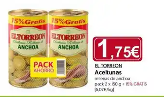 Hiper Usera El Torreon Aceitunas rellenas de anchoa pack 2 x 150g oferta