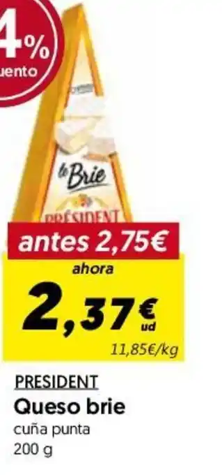 Hiper Usera President Queso brie cuna punta 200g oferta