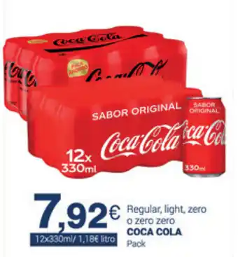 Supermercados Plaza Coca cola Regular, light,zero o zero zero 12x330ml oferta