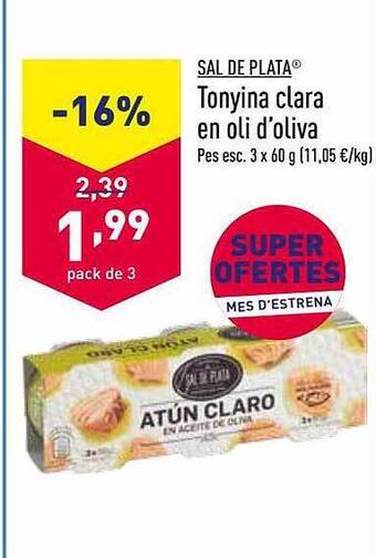 ALDI Sal De Plata Tonyina Clara En Oli D'oliva oferta