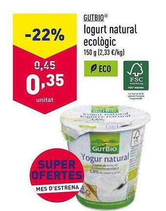 ALDI Gutbio Iogurt Natural Ecològic oferta