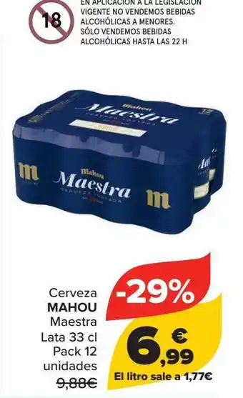 Carrefour Cerveza Mahou Maestra Pack 12 oferta