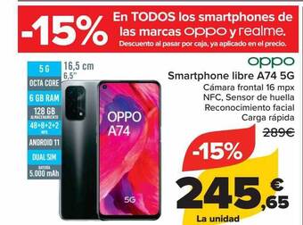 Carrefour Oppo Smartphone Libre A74 5g oferta