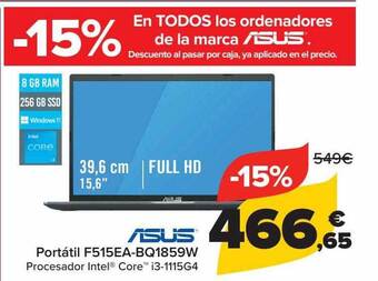 Carrefour Asus Portátil F515ea-bq1859w oferta