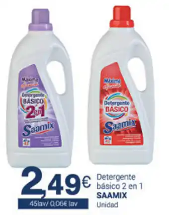 Supermercados Plaza Saamix Detergente básico 2 en 1 oferta