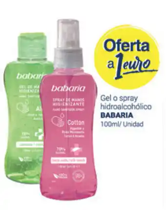 Supermercados Plaza Babaria Gel o spray hidroalcoholico 100ml oferta