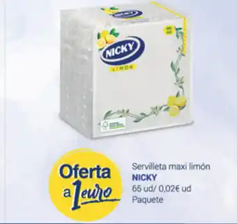 Supermercados Plaza Nicky Servilleta maxi limón 66 ud oferta