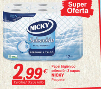 Supermercados Plaza Nicky Papel higiénico selección 3 capas 12 rollos oferta
