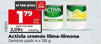 Dia Activia Cremós Llima-Llimona Danone Pack 4 x 125 g oferta