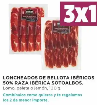 Supercor 3x1 Loncheados de Bellota Ibéricos 50% Raza Ibérica Sotoalbos Lomo, Paleta o Jamón, 100 g oferta