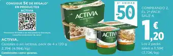 Supercor Activia Cereales o sin lactosa, pack de 4 x 120g oferta