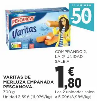 Supercor Varitas De Merluza Empanada Pescanova 300g oferta