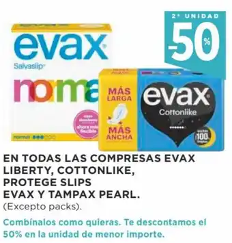 Supercor En Todas Las Compresas Evax Liberty. Cottonlike Protege Slips Evax Y Tampax Pearl oferta