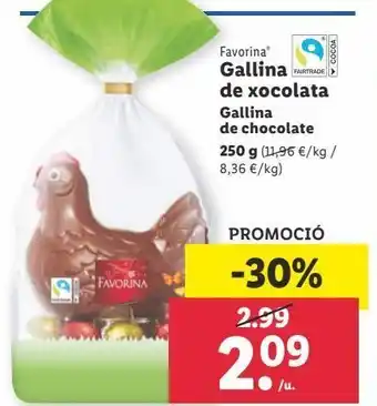 Lidl Gallina de chocolate 250g oferta