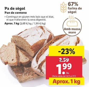 Lidl Pan de centeno oferta