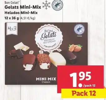 Lidl Helados mini-mix 12 x 36g pack 12 oferta