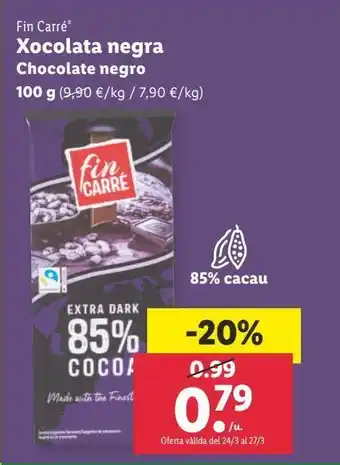 Chocolate negro fin carré 100g